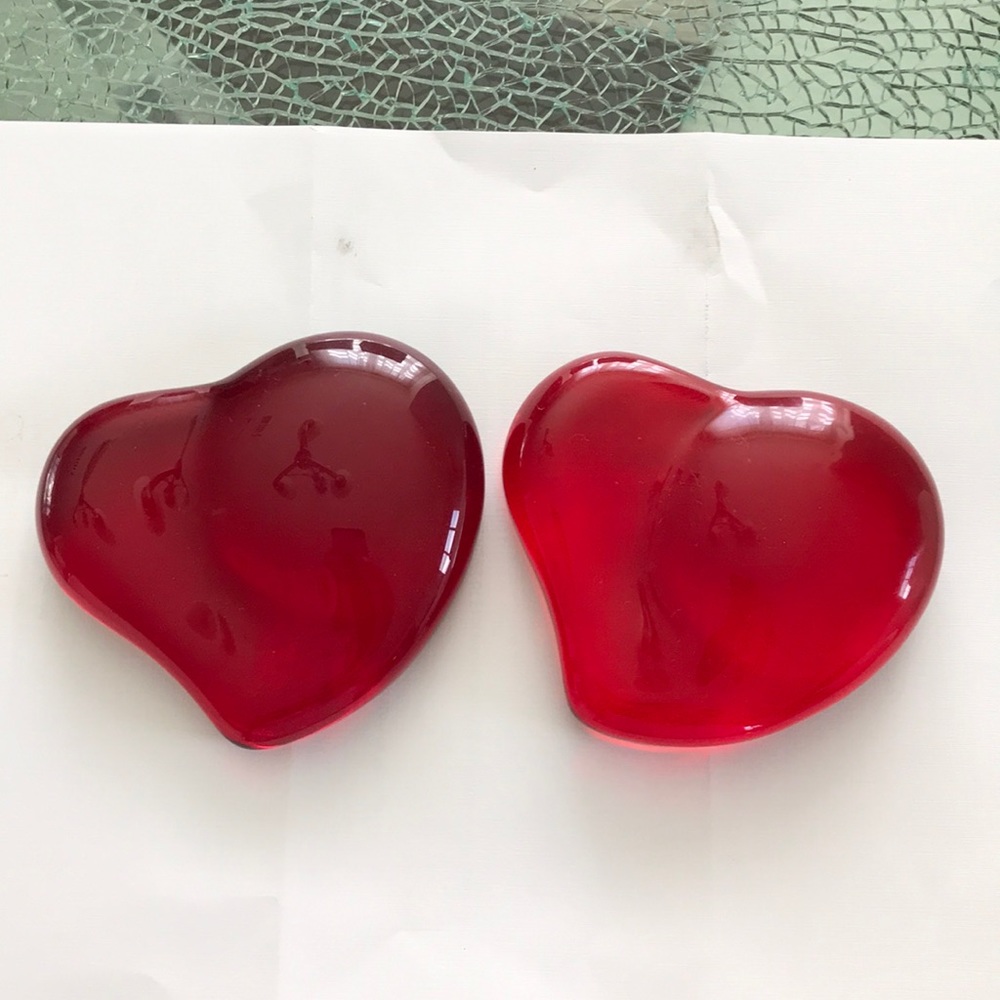 Tiffany crystal  hearts pair red
